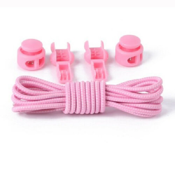 PINK No Tie Elastic Lock Lace System Lock Shoe Laces Runners Kids Adult